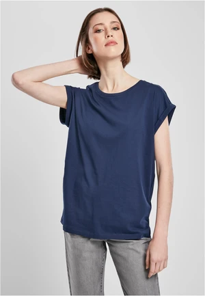 Women's T-shirt with extended shoulder navy blue