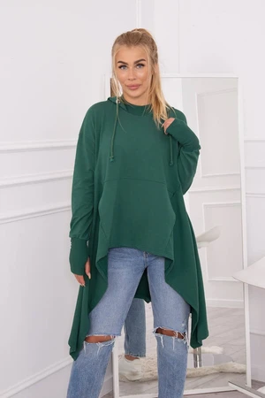 Flared dark green blouse at the bottom