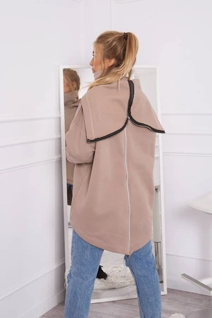 Insulated sweatshirt with a zipper at the back dark beige