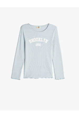 Koton Long Sleeve Brooklyn Printed Cotton T-Shirt