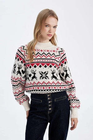 DEFACTO Regular Fit Patterned Half Turtleneck Sweater