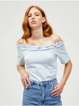 Light Blue Off-the-Shoulder Crop Top Pieces Leah - Women's