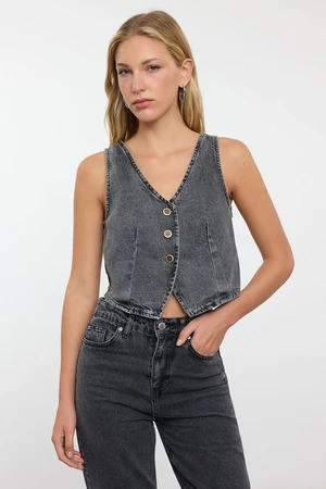 Trendyol Anthracite Denim Vest