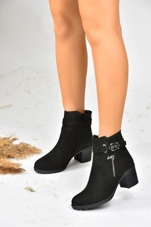 Fox Shoes Women's Black Suede Thick Heeled Boots