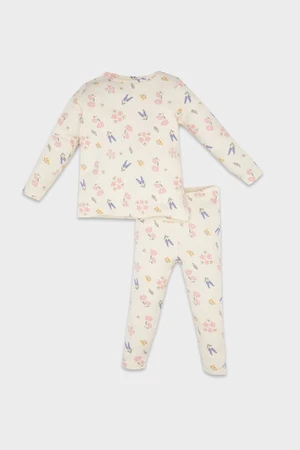 DEFACTO Baby Girl Floral Long Sleeve Ribbed Camisole Pajama Set