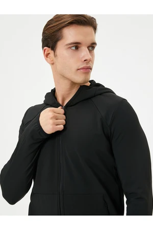 Koton Sports Sweat Hooded Zipper Pocket Detailed