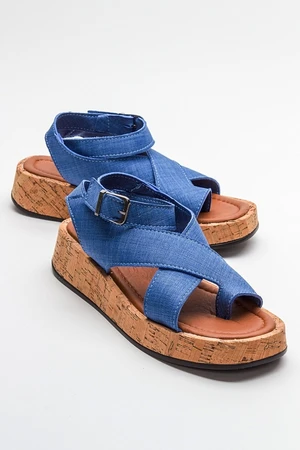 LuviShoes SARY Denim Blue Women's Sandals