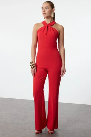 Trendyol Red Body-fitting Woven Overalls