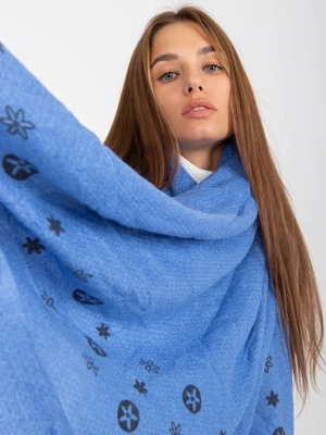 Women's blue scarf with print