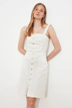 Trendyol bílé šaty s předními knoflíky a ramínky