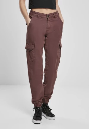 Women's high-waisted cargo pants cherry