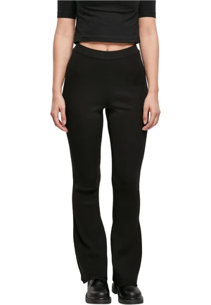 Women's Rib Knit Bootcut Leggings - Black