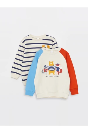 LC Waikiki Crew Neck Long Sleeve Printed Sweatshirt for Baby Boy 2-pack.