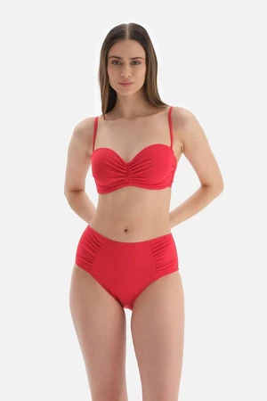 Dagi Red Rise Waist Bottom With Draped Side