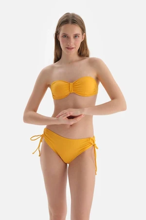 Dagi Yellow Pleated Side Bikini Bottom