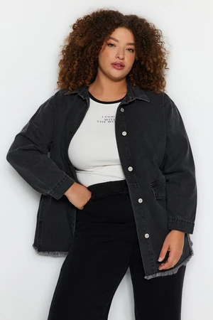 Trendyol Curve Anthracite Oversize Denim Jacket