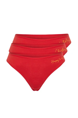 Trendyol 3-Pack Red Cotton Christmas Brazilian Briefs