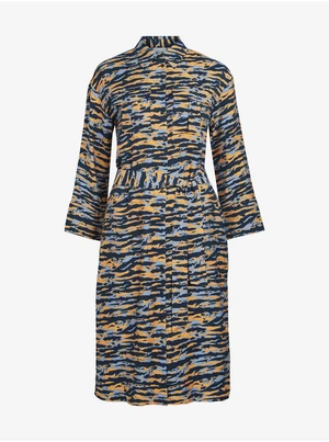 Orange-blue lady patterned shirt dress VILA Cikki - Women