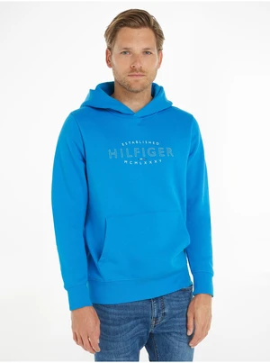 Blue Mens Sweatshirt Tommy Hilfiger Curve Logo Hoody - Men