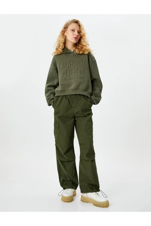 Koton Parachute Trousers Oversize Cargo Pocket Elastic Waist and Legs Cotton