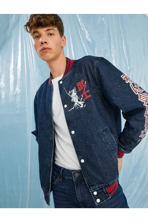 Koton College Printed Denim Jacket