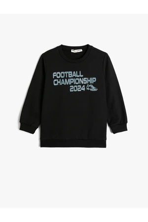 Koton Sweatshirt Long Sleeve Crew Neck Football Themed Print Detailed Raised