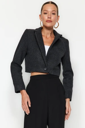 Trendyol Black Crop Woven Wool Look Blazer Jacket