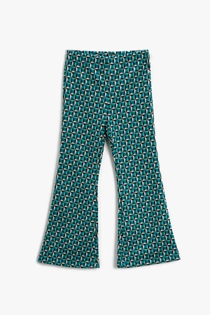 Koton Girls' Turquoise Patterned Trousers