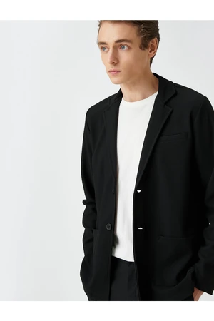 Koton Basic Blazer Jacket with Button Detailed Pockets