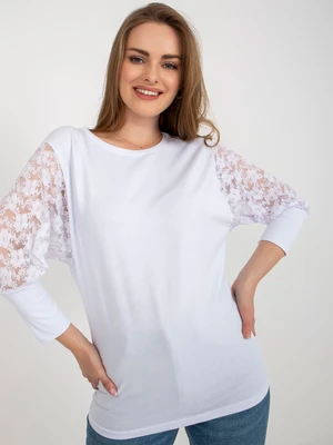 White blouse Havana RUE PARIS with lace on the sleeves