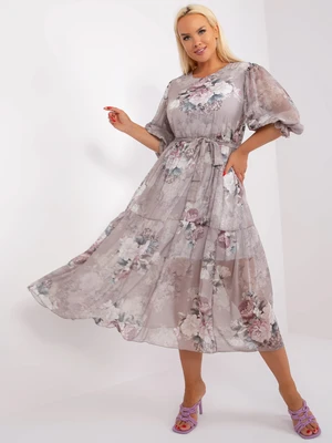 Gray floral dress with flared sizes