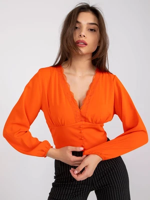 Orange blouse with loose sleeves by Agathe