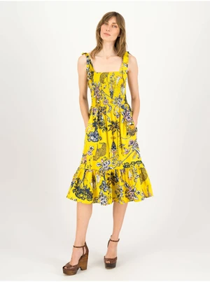 Yellow Women Floral Dress Blutsgeschwister Seaside Picknick Love - Women