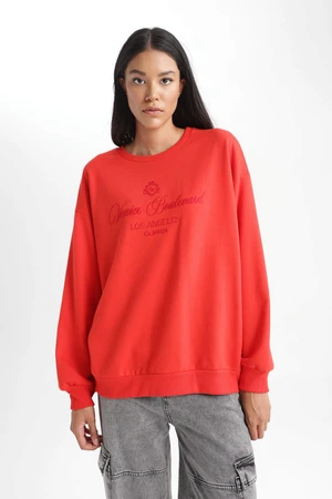 DEFACTO Relax Fit Slogan Long Sleeve Sweatshirt