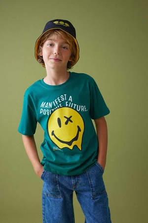 DEFACTO Regular Fit Smiley Licence Short Sleeve T-Shirt