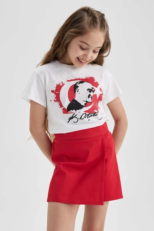 DEFACTO Girls Atatürk Printed Short Sleeve T-Shirt