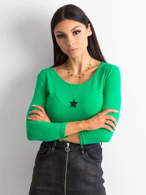 Basic cotton blouse in green color