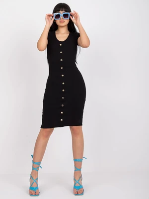 Black pencil dress with stripes with buttons RUE PARIS