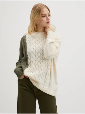 Green-cream women's oversize sweater Noisy May Diego - Women