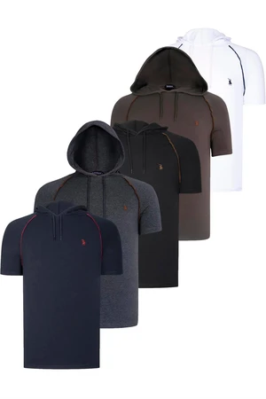 QUINTET SET T8570 DEWBERRY HOODIE MEN'S T-SHIRT-BLACK-WHITE-NAVY BLUE-ANTHRACITE-KHAKI