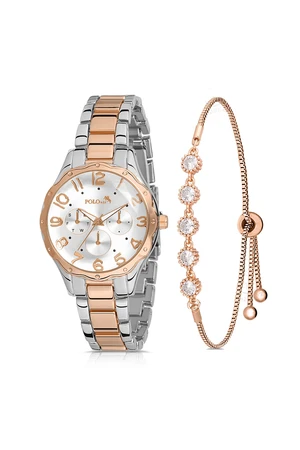 Polo Air Cut Glass Women's Wristwatch Luxury Zircon Stone Bracelet Combination Gold Color