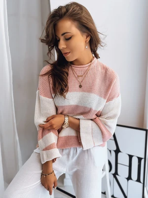 AMELIA ladies sweater with pink and white stripes Dstreet from