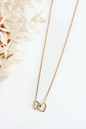 Delicate chain with gold hearts