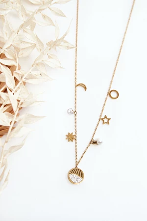 Women's chain with fashionable gold pendants