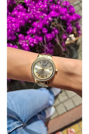 Polo Air Stoned Roman Numeral Women's Wristwatch Gold Color