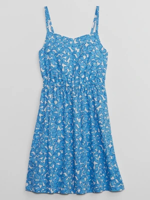 Blue Girly Floral Dress with Straps GAP