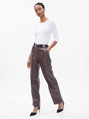 Women's brown faux leather pants GAP