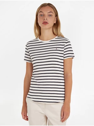 Cream-Black Women's Striped T-Shirt Tommy Hilfiger - Women