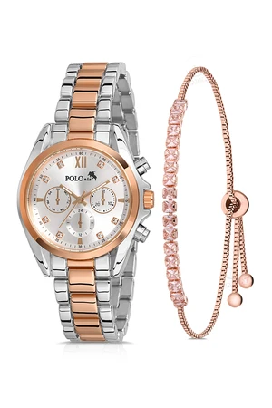 Polo Air Women's Wristwatch Luxury Zircon Stone Bracelet Combination Copper-silver Color