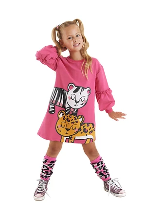 Mushi Leopard Zebra Girls Pink Dress